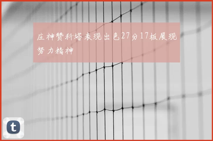 庄神赞科塔表现出色27分17板展现努力精神
